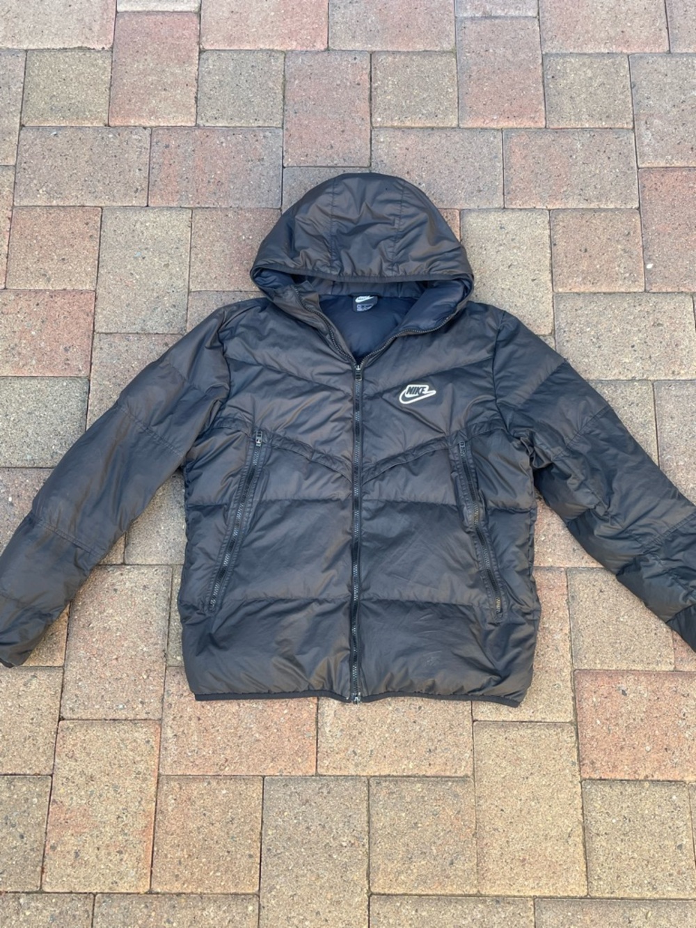 Nike Sportswear Windrunner Puffer Jacket - Black Hooded Bubble Coat size large